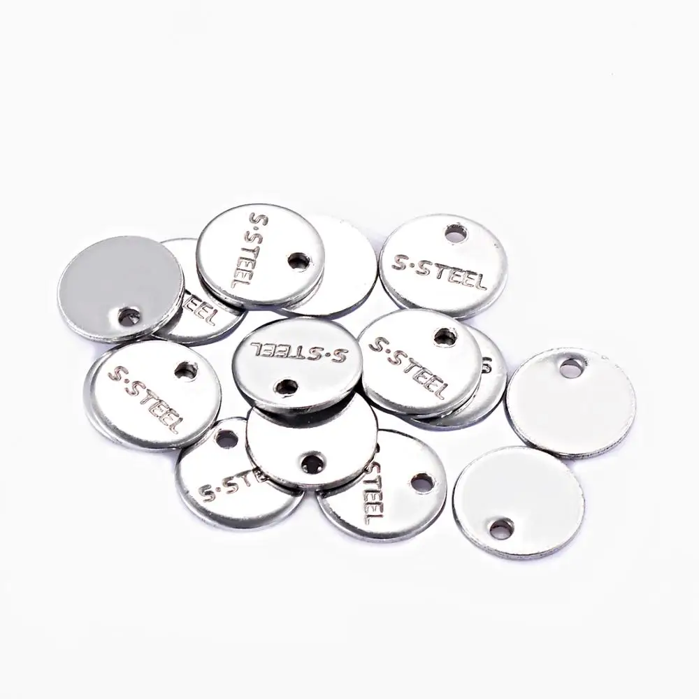 8mm of 50pcs Silver Tone Stainless Steel S.Steel Stamping Tags ID Necklace Jewelry Makings DIY Tag for Logos Not Turn Off Color