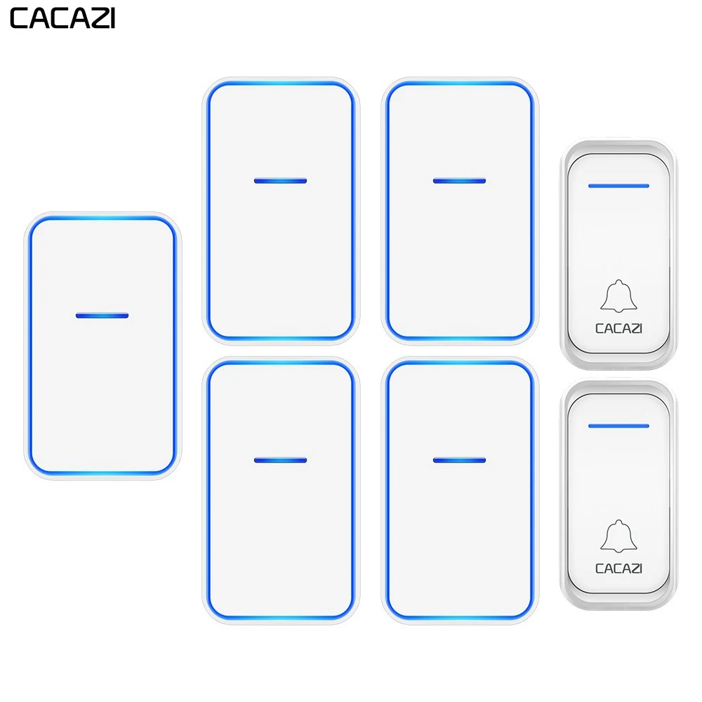 

CACAZI Home Welcome Wireless Doorbell Waterproof 300M Remote 2 Button 5 Receiver US EU UK AU Plug Wireless Door Bell Chime