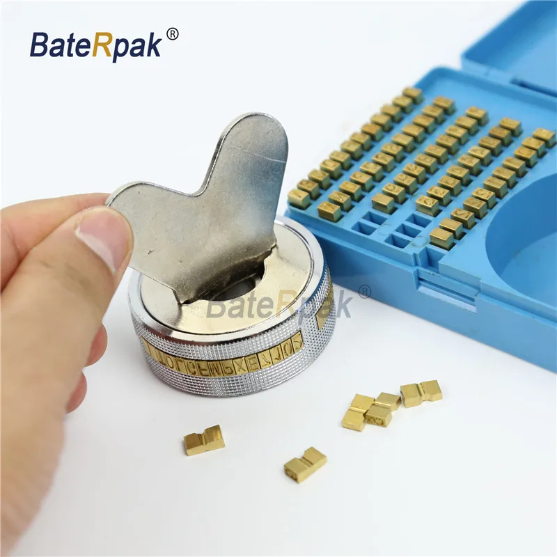 BateRpak Convex/Concave 3x5x9mm brass letters kit for FR900/FR770/FR700/FR800 Continous band sealing machine character wheel box