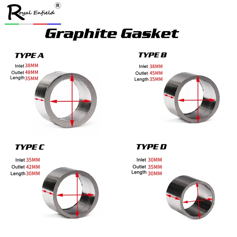 35mm 42mm 45mm 48mm Motorfiets Auto Uitlaatpijp Grafiet Pakking om Uitlaat Demper Afdichting Passen fix Ring