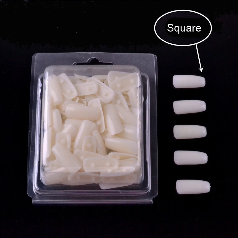 100pcs Oval/Square Plastic Nail Tips Adjustable Nail Art Model Hand Practice Training Display DIY Nail Training Manicure Tools