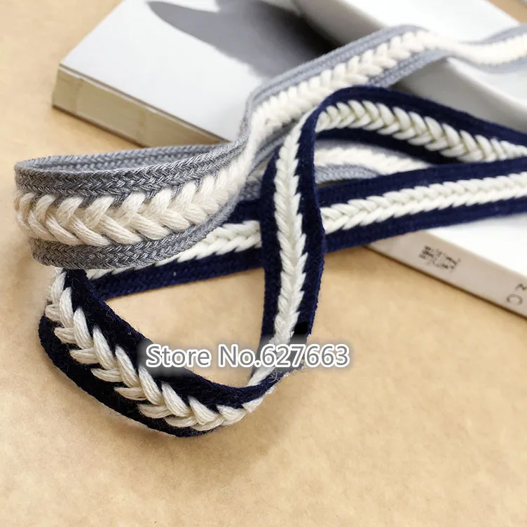 15mm woven cotton belt Herringbone cotton webbing Decorative webbing DIY garment accessories