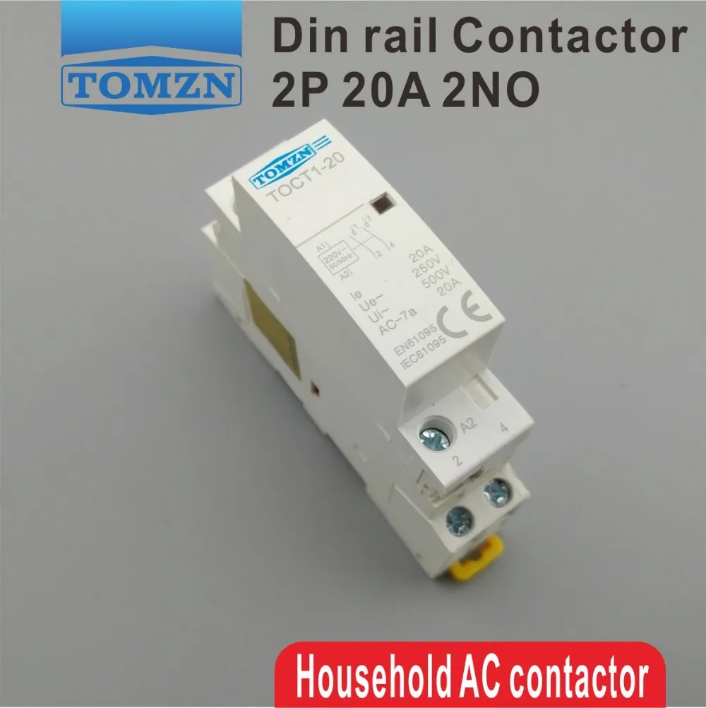 CT1 2P 20A 220V/230V 50/60HZ Din rail Household ac Modular contactor 2NO