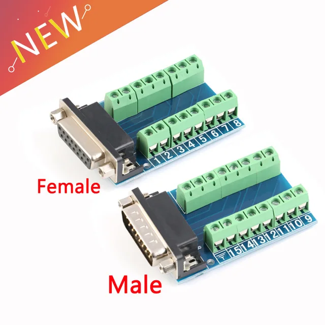 DB15 D-SUB VGA 15pin żeński męski Adapter Jack Terminal Breakout płytka drukowana