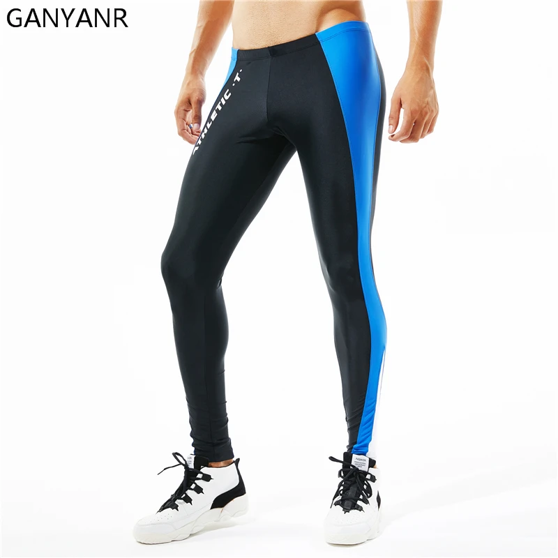 GANYANR Running Tights Men Sports Legging Fitness Yoga Basketball Compression Athletic Long Bodybuilding Gym Jogging Pants Skins