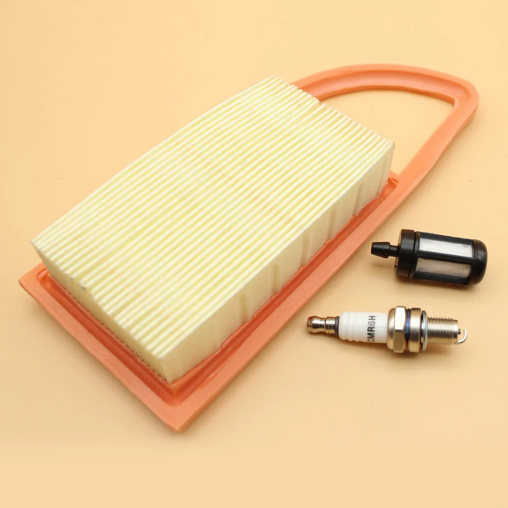 Limpador de filtro de ar e vela de ignição de 4 tempos conjunto de filtro de combustível adequado para STIHL BR600 BR500 BR550 Ventilador de pacote traseiro CMR6H / Stens 605-599