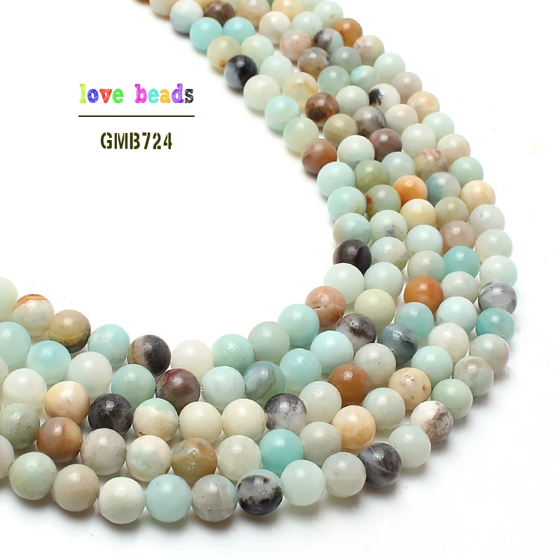 Wholesale Natural Stone Beads Colorful Amazonite Round Loose Beads For Jewelry Making DIY Bracelet 15\'\' Pick Size  4 6 8 10 12mm