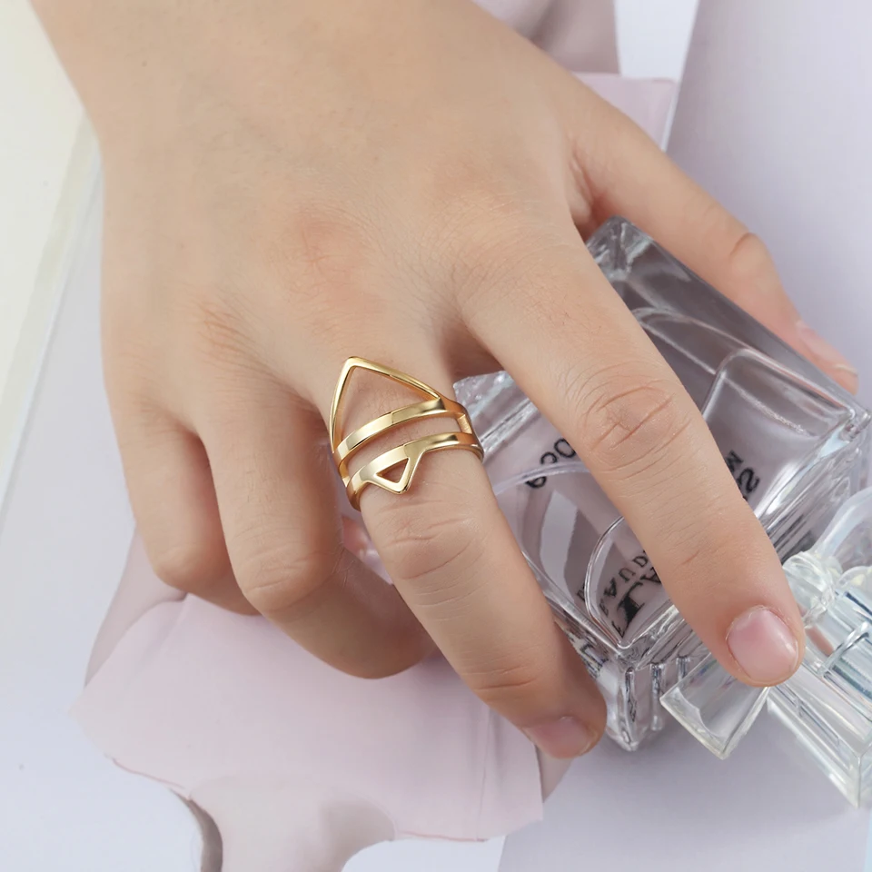 BORASI New Arrivals Crown Geometric Triangle Rings For Women Girls Gift Stainless Steel Ring Wedding Brand Fashion Jewelry Rings