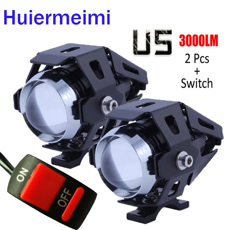 

Huiermeimi 1Pair Motorcycle LED headlights U5 12V 125W motorbike Headlamp accessories Decorative lamp moto spot head lights DRL