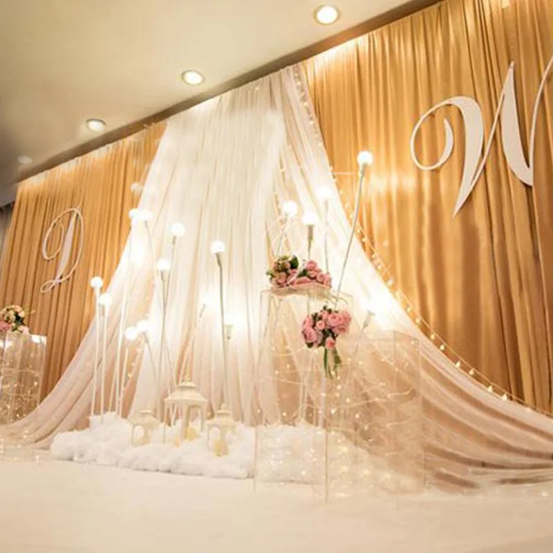 Customade Backdrop Curtains 10ftX20ft Fashion Organza Swag Wedding Stage Background Drops Party Backdrops