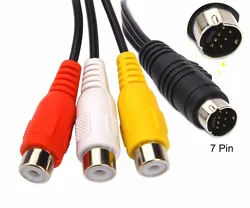 7 Pin Mini DIN S-Video Plug to 3 RCA jack Cable S-Video 7-Pin male to 3-RCA female RGB Composite Video Cable Adapter for DVD, DV