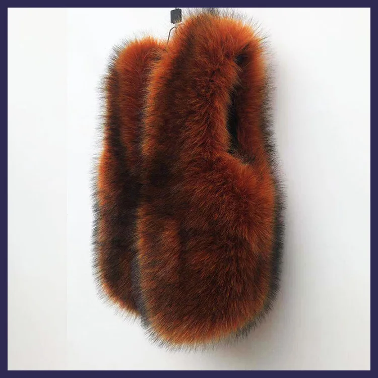 

Newest Fashion Faux fox Fur Vest caramel colour Faux Fur Coat Thicker Warm Fox Fur Vest Colete Feminino fashion S-3XL wq815