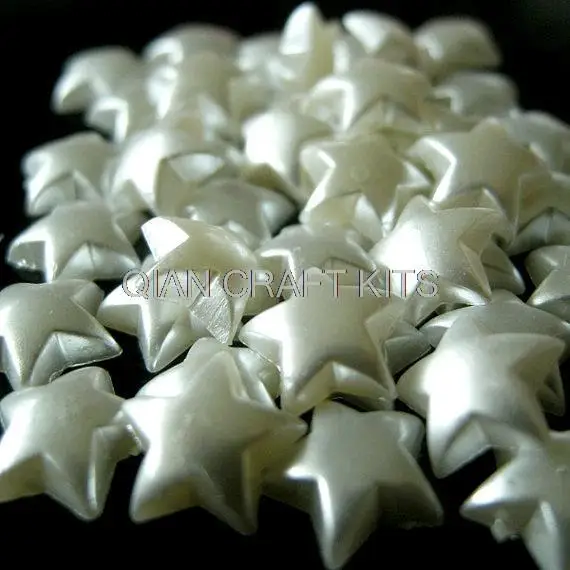 

1200pcs 11mm Star Pearl / Pearlized Star Flat Back Faux Pearl Cabochons in WHITE pearl color