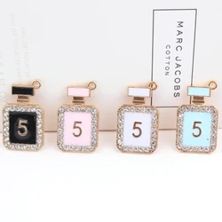 Oil Drop Perfume Bottle Charms 10pcs/lot Rhinestone Metal Pendants Earring Enamel Charms Fashion Jewelry Accessories YZ096