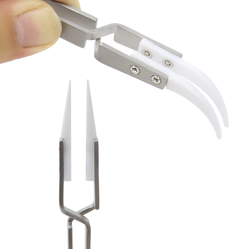 Precision Ceramic Tweezers Stainless Steel Tweezer Reverse Heat Resistant Cross Lock DIY Household Repair Hand Tools