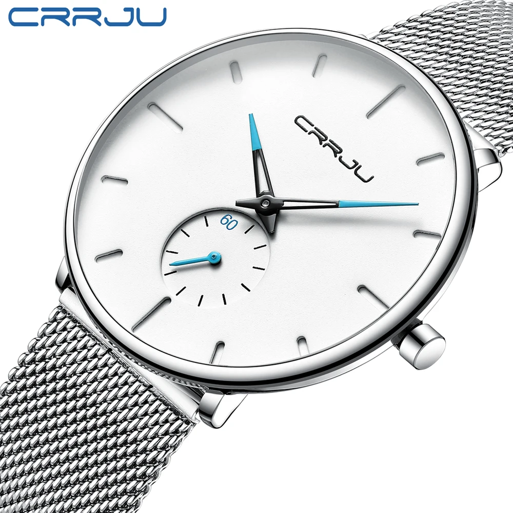 

CRRJU Luxury Brand Watches Ultra Thin Stainless Steel Waterproof Sport Watch Men Watch Classic Men's Watch Clock reloj hombre