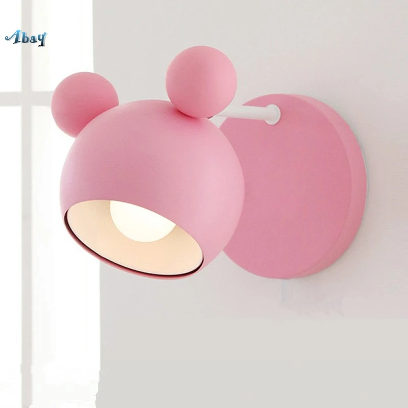 

Creative Cartoon Mickey Head Shape Wall Lamp for Living Room Children Bedroom Study Cafe Mirror Light Fixtures Kids Lamp Led