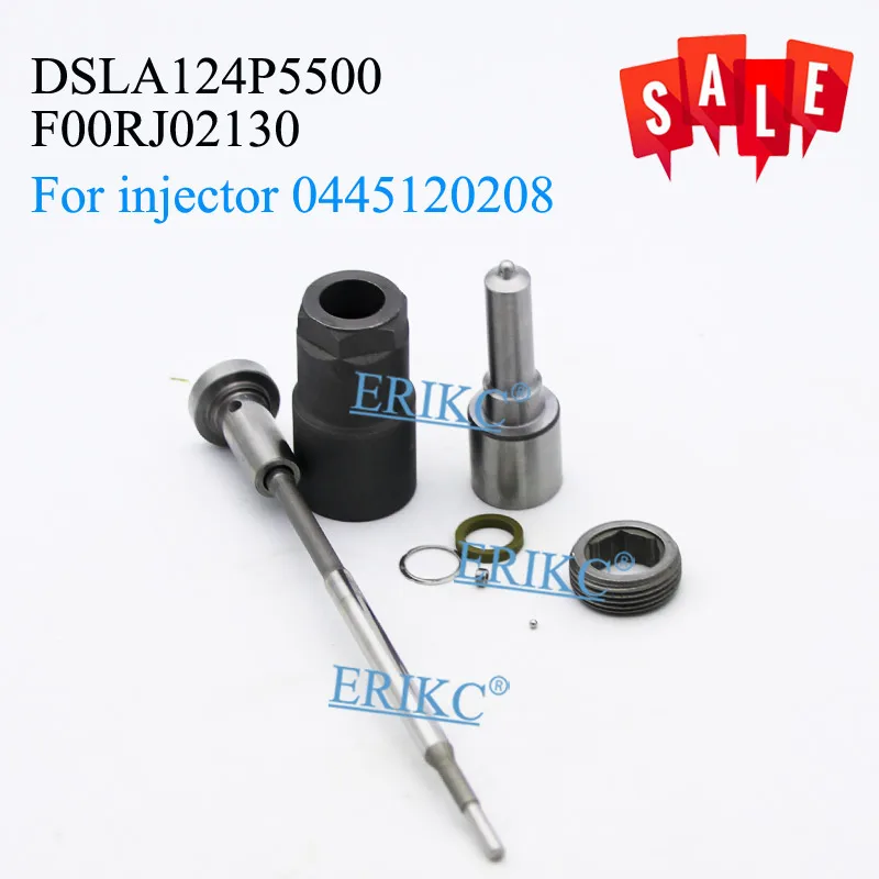 ERIKC 0445120208 common rail fuel injector overhaul repair kits nozzle DSLA124P5500 valve F00RJ02130 for CUMMINS 5254688