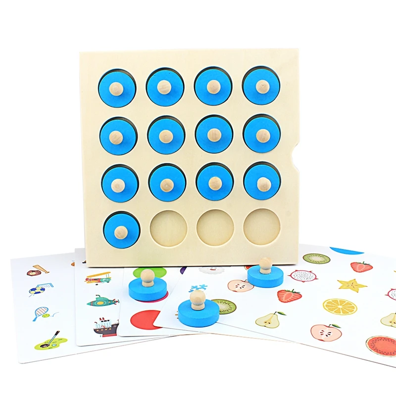 Scacchi di memoria in legno per bambini con carte di riferimento giocattoli per bambini Memory Training Family Table Game partent giochi per bambini ragazzi ragazze