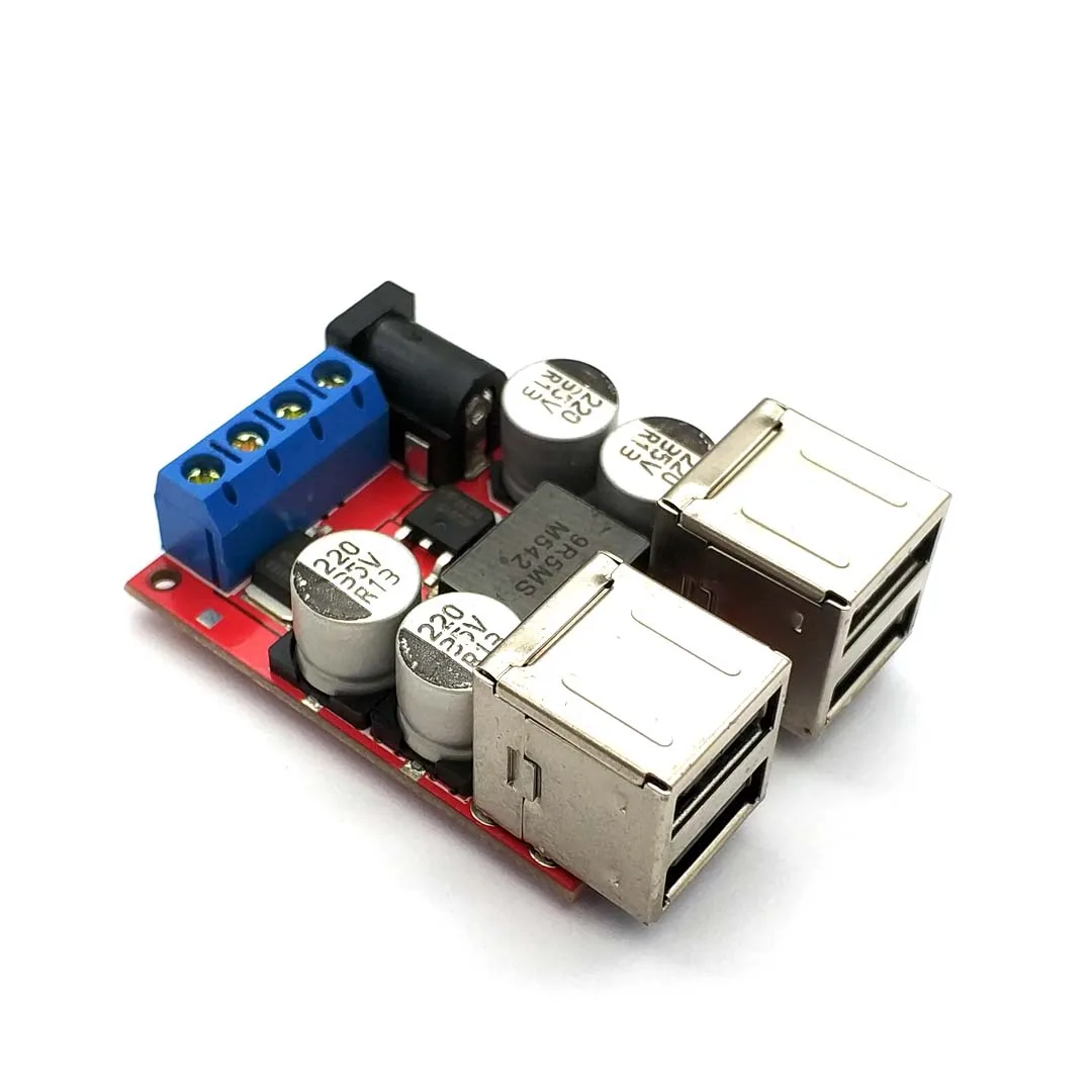 DC-DC Vehicle Charging Board 8V-35V 5V 8A Power Supply Depressurization Module 4 Port USB Output Mobile Charger