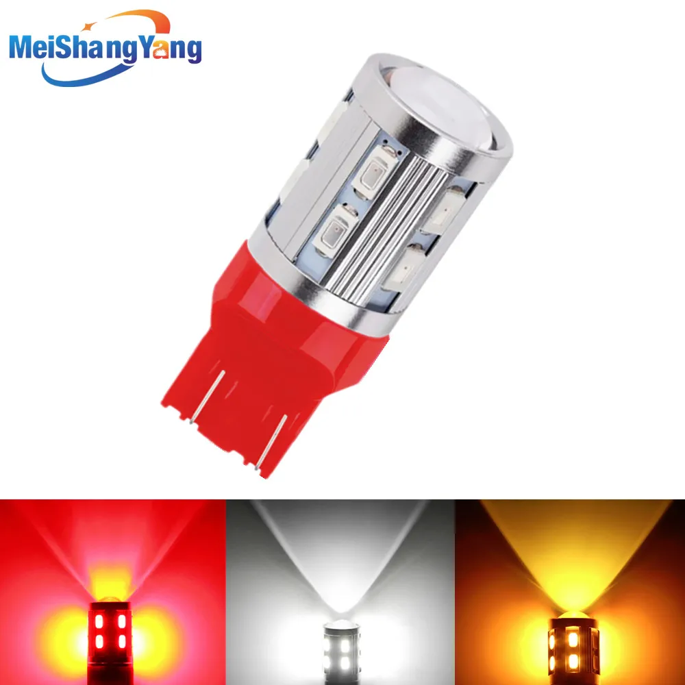 

7443 7440 Car LED bulbs 12 SMD 5730 W21/5W 5W High power XPE LED lamp Bulbs car light source parking Red White Yellow