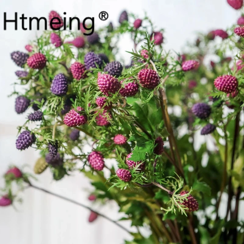 Artificial Flowers Fake Berry Branches Stems Silicone Artificial Mulberry Strawberry Fruits Wedding Home Party Decoration