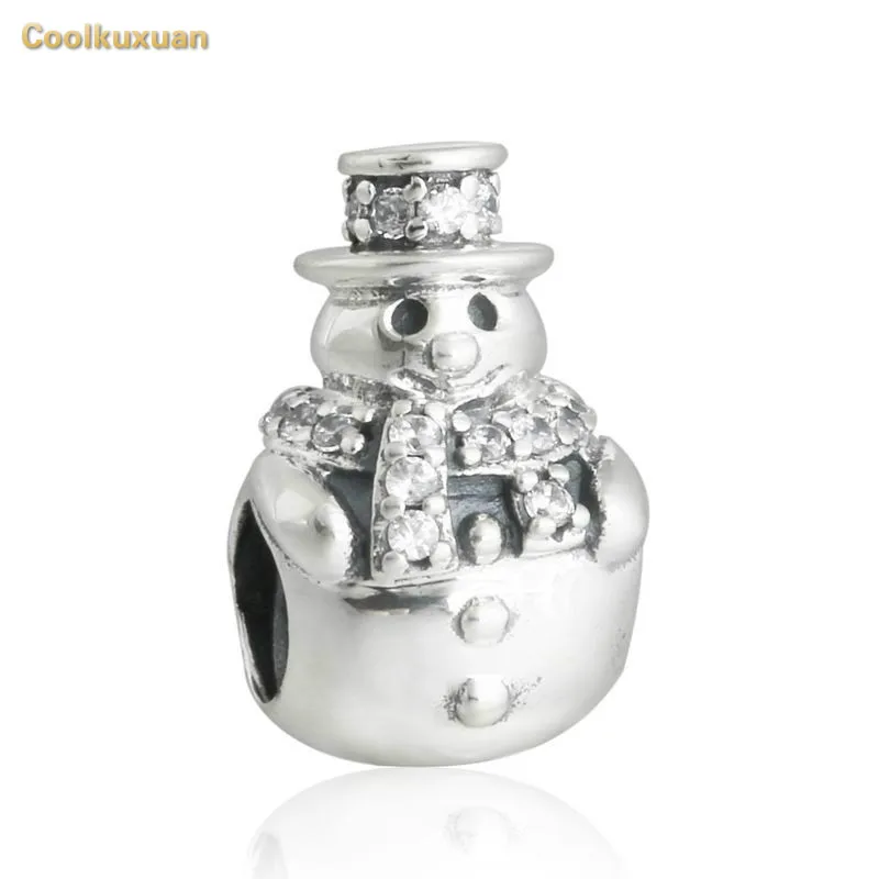 

Winter Christmas Snowman Beads With Sparkling Zircon Hat And Scarf Fits Pandora Charm Bracelets DIY Jewelry Making
