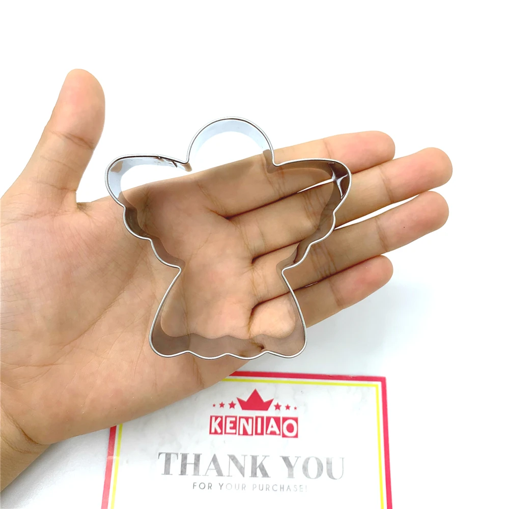 KENIAO Angel Cookie Cutter for Christmas Party - 8.5 cm and 7.4 cm - Biscuit / Fondant / Pastry Cutter - Stainless Steel