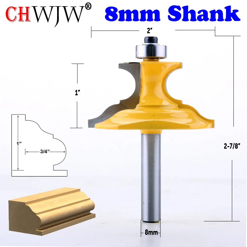 CHWJW 1PC 8mm Shank Pedestal Base & Small Furniture Molding Router Bit Wood Cutting Tool woodworking router bits