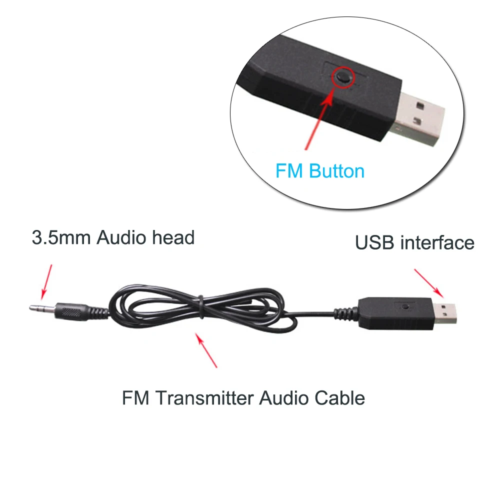 JINSERTA FM Transmitter Audio Music Player 3.5mm Audio Car Adapter for Speaker MP3 Mobile Phone TV PC DVD