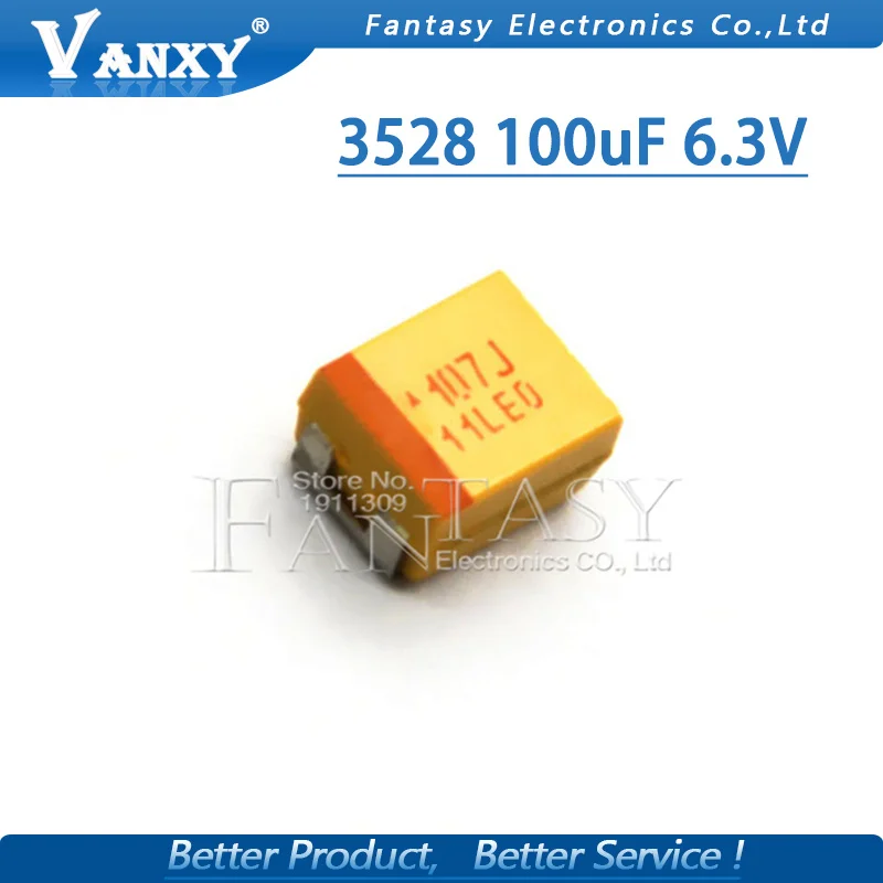 10pcs B 3528 100uF 6.3V 107 SMD tantalum capacitor