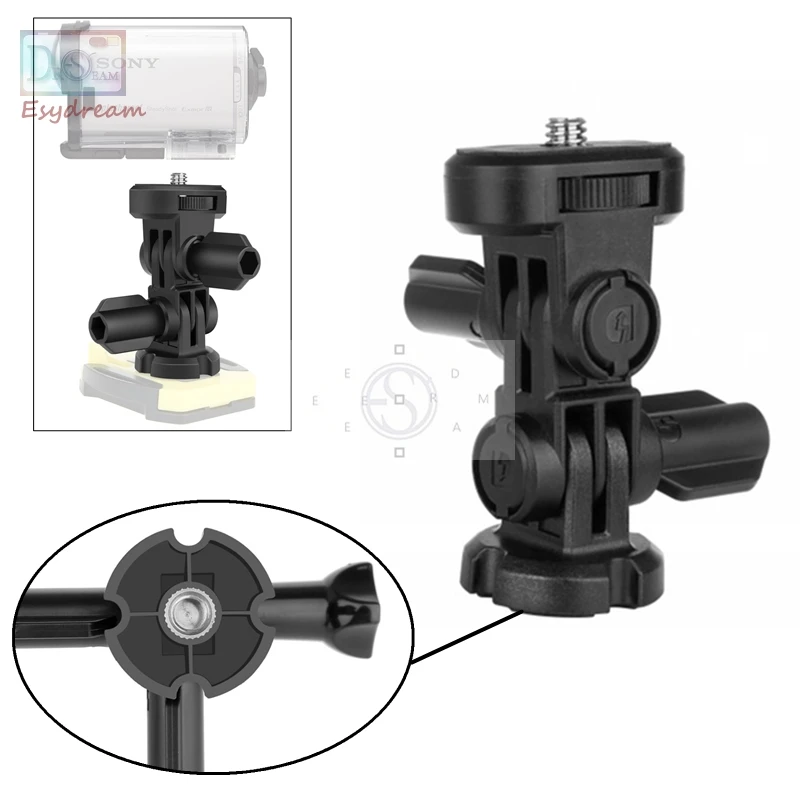 3-drożny adapter do statywu z śrubą 1/4 Akcesoria do kamery sportowej Sony AS20 AS30V AS100V AS200V AS300 HDR AZ1 X3000 As VCT-AMK1