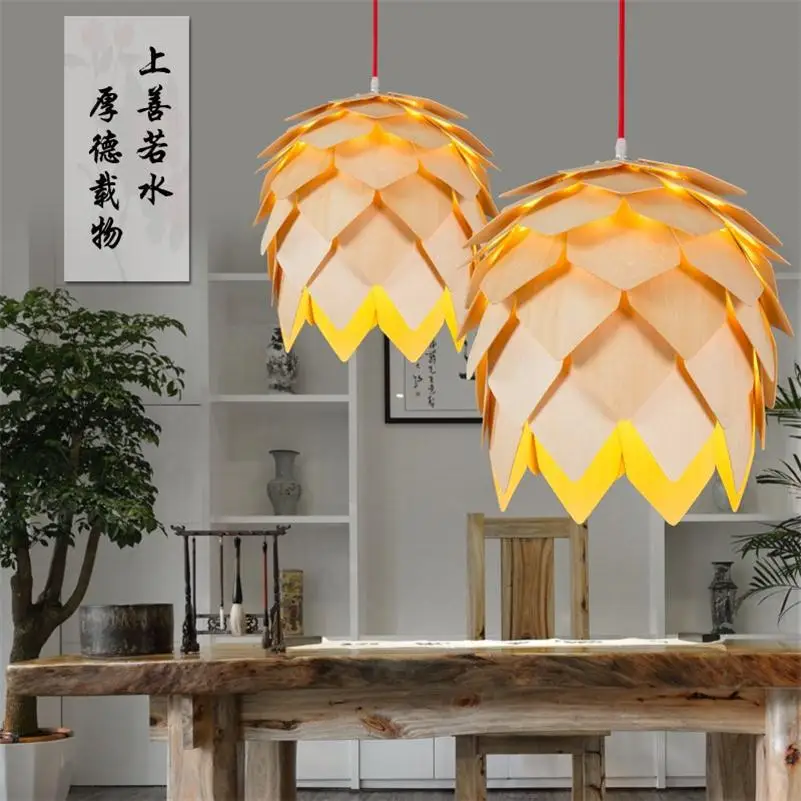 Vintage Logs Pine Cones Pendant Light Dining Living Room Kitchen Shop Bar Cafe Counter Suspension Lamps Indoor Hanging Luminaire