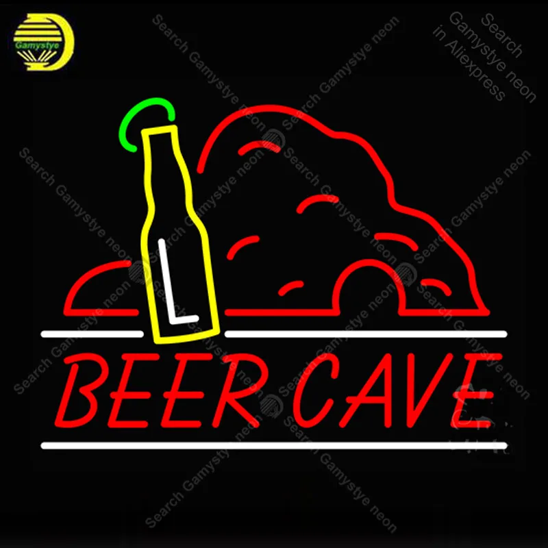 

Beer Cave Bottle Neon Sign neon lamp GLASS Tube BEER BAR Store Display Handcraft vintage Iconic Sign personalized cool neon sign