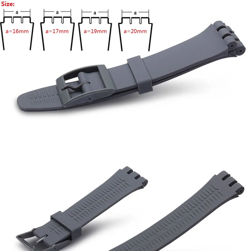 MR NENG Watch Accessories for Swatch strap buckle Black White Navy silicone watch band 16mm 17mm 19mm 20mm rubber strap image 6