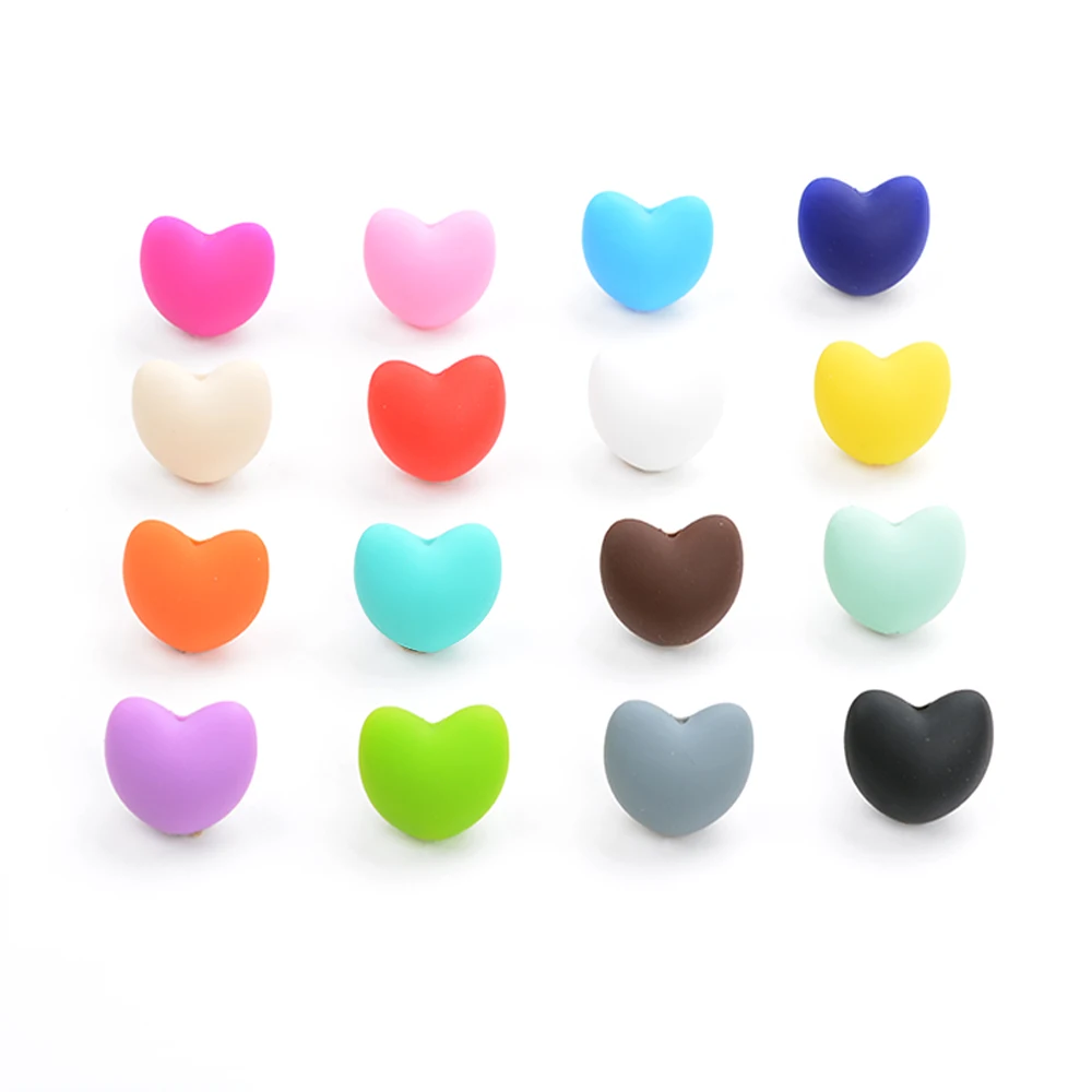 LOFCA 50 pcs/lot Hot Heart Shape loose Silicone Beads For Necklace Silicone  Beads For BPA  free DIY Bead Jewelry Accessories