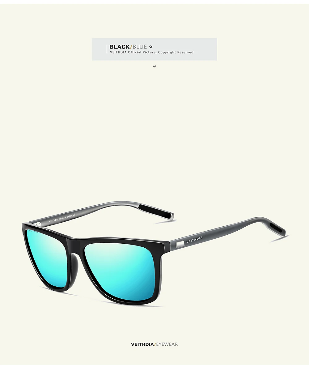 VEITHDIA Unisex Polarisierte Sonnenbrille UV400 TR90 Aluminium-Magnesium Sport Outdoor Vintage Sonnenbrille für Männer und Frauen V6108 – Detail 14