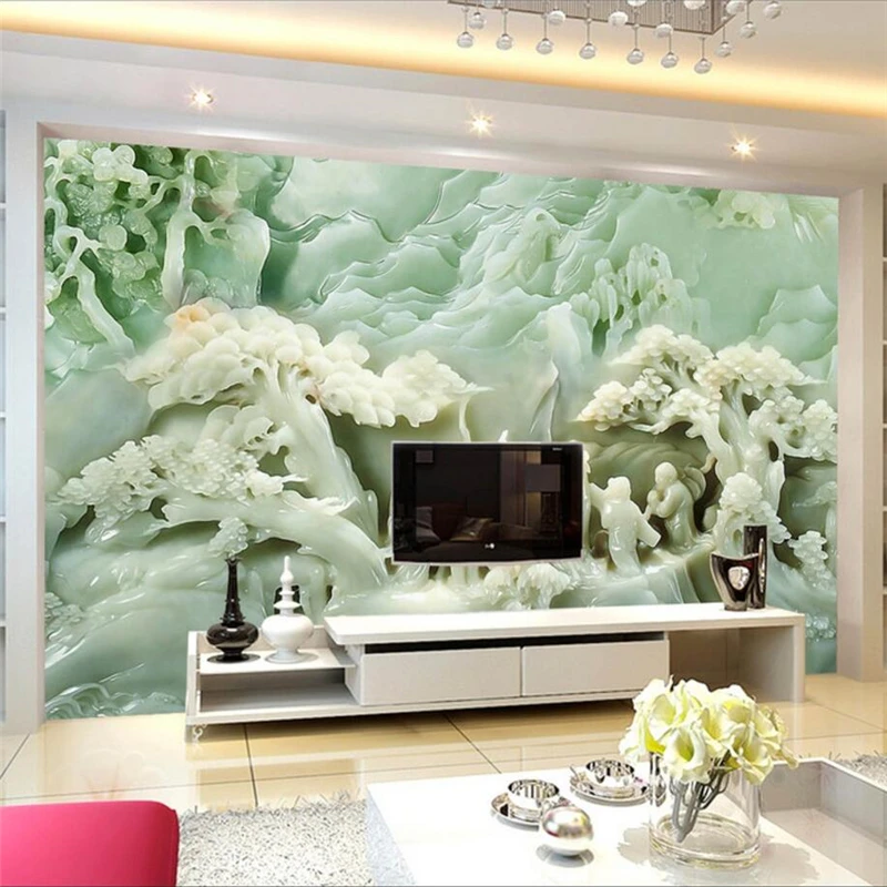 

wellyu papel de parede Custom wallpaper Chinese Jade carving landscape TV wall murals papel de parede 3d photo wallpaper