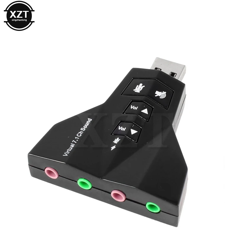 High Speed Digital Dual Virtual 7.1 Channel USB 2.0 Audio Adapter Double Sound Card 2 in 1 3D External USB Audio Sound Card