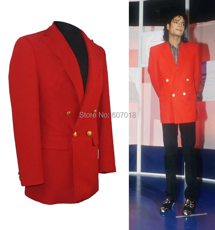 Rare MJ Michael Jackson Award Ceremony Red Blazer Suit Jacket Skinny Black Pants Exactly Same Full Set