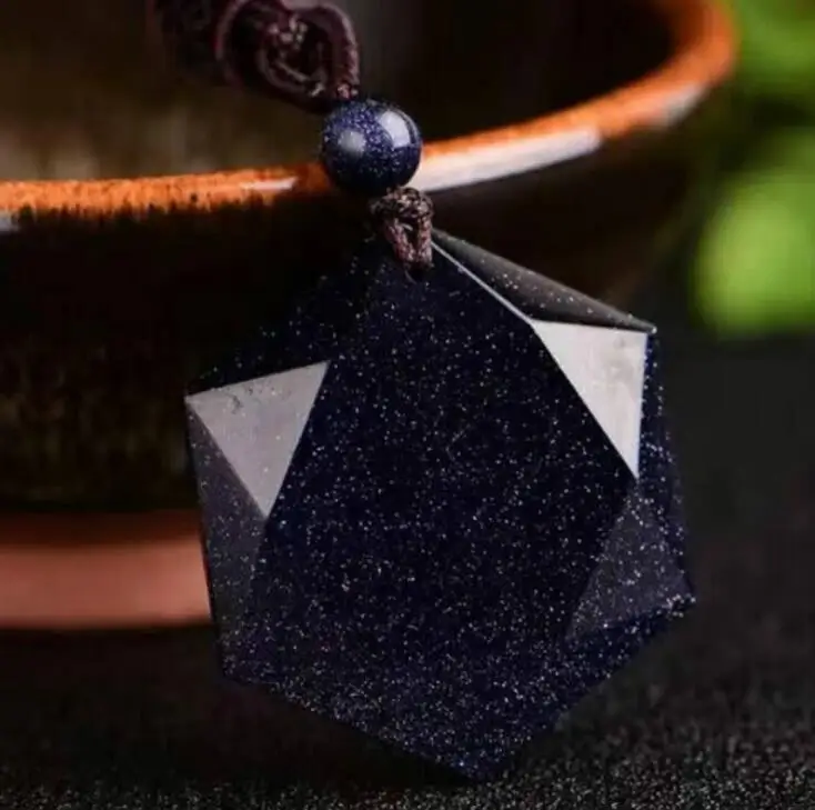 Drop Shipping Blue sandstone necklace pendant Six awn star Necklace pendant Jewelry stone