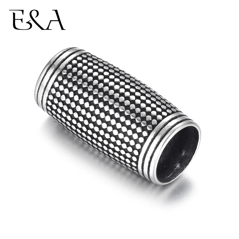 Stainless Steel Tube Beads Big Large Hole 8mm Slider Charm DIY Men Leather Cord Bracelet Making Jewelry Accessories Finding
