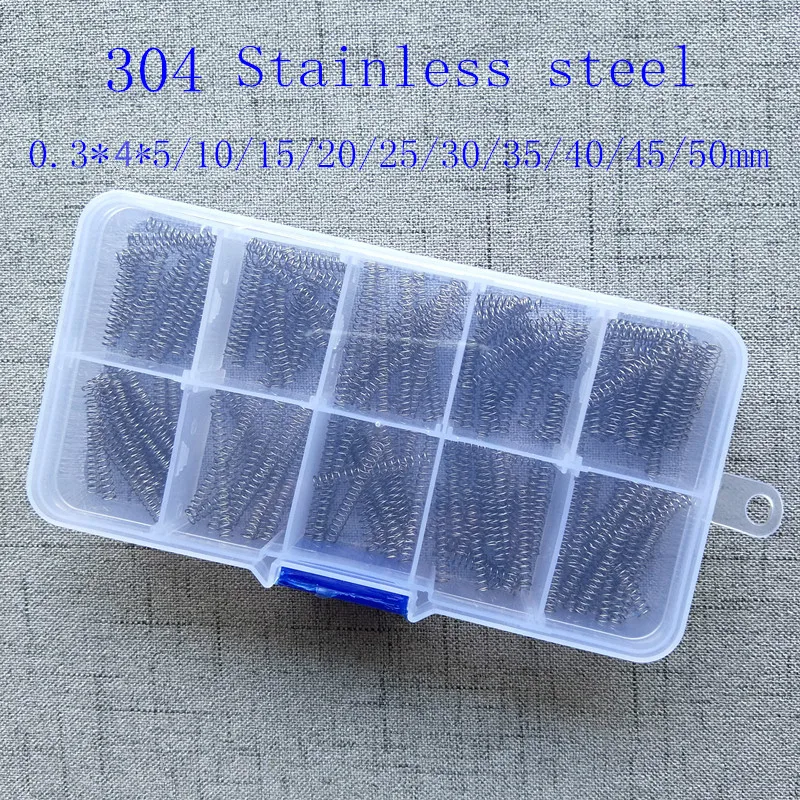 0.3 * 4* 5/10/15/20/25/30/35/40/45/50mm stainless steel spring small spring compression spring wire diameter 200pcs