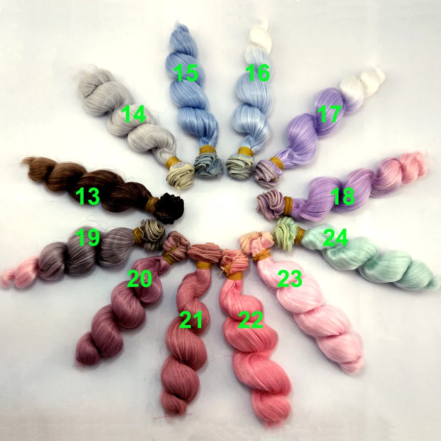 1piece 15CM x 100cm pink grey purple green blue color high temperature thick doll wig hair for 1/3 1/4 1/6 BJD SD doll diy hair