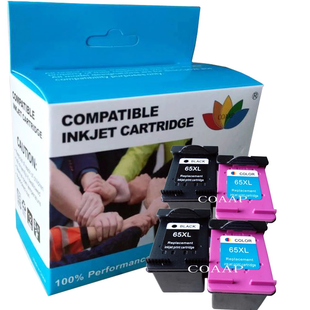 Refilled ink cartridge for hp65 Black + Tri-Color Refillable for HP 65 65xl DeskJet 3752 3755 3720 3722 3723 3732