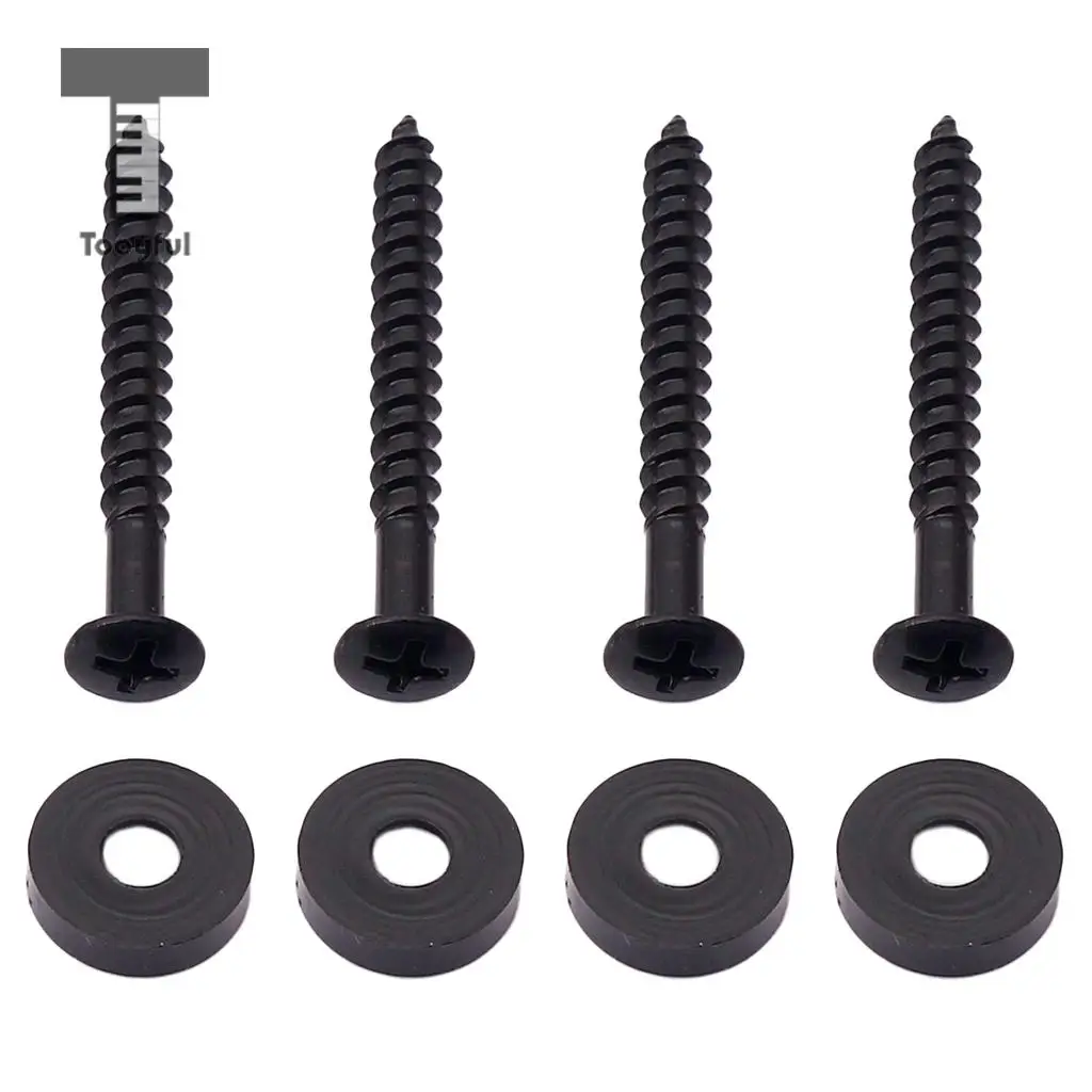 Tooyful Set of 4 Steel Joint Bushings Bolts Screws for Guitar Bass Neck Plate Black