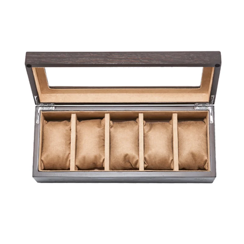 5 Slots Wood Watch Storage Box With Glass Window Wooden Watch Display New Watch Box Organizer Gift Case