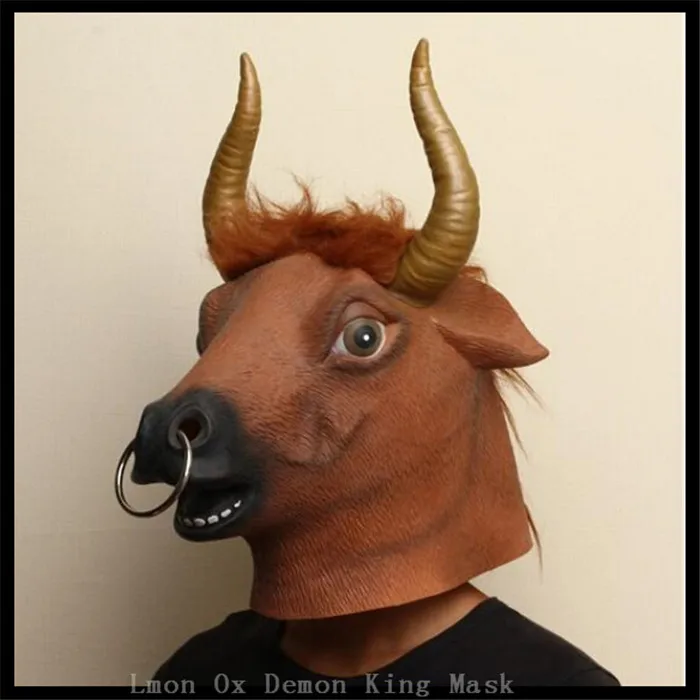 

New Bull Cow Devil Mask Horn Creepy Cow Mask Head Novelty Latex Rubber Cosplay Masquerade Halloween Masks Event Party Supplies