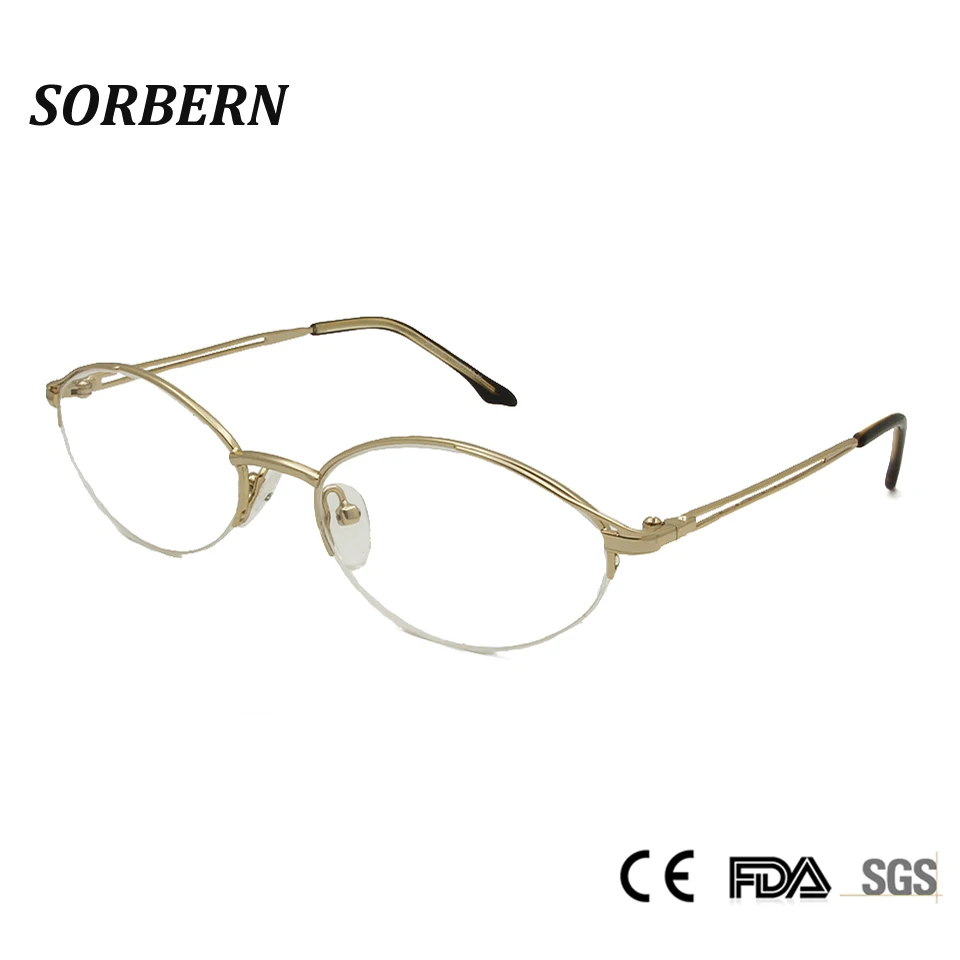 Metal Half Rim Optical Frame Glasses Women Spectacles Frame Eyeglasses Men Oval Clear Lens Lunette Femme Eyewear Accessories