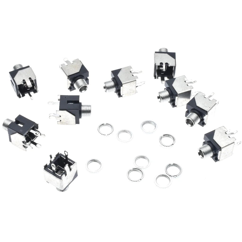 10pcs 3.5mm Metal jack with Nut and Screw 3.5 mm 4Pin Audio Connector Headset PJ-301BM DIP Headphone DIY Parts*